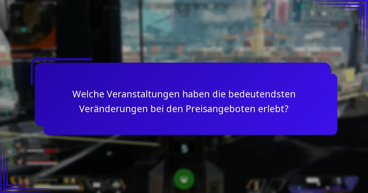 Welche Veranstaltungen haben die bedeutendsten Veränderungen bei den Preisangeboten erlebt?